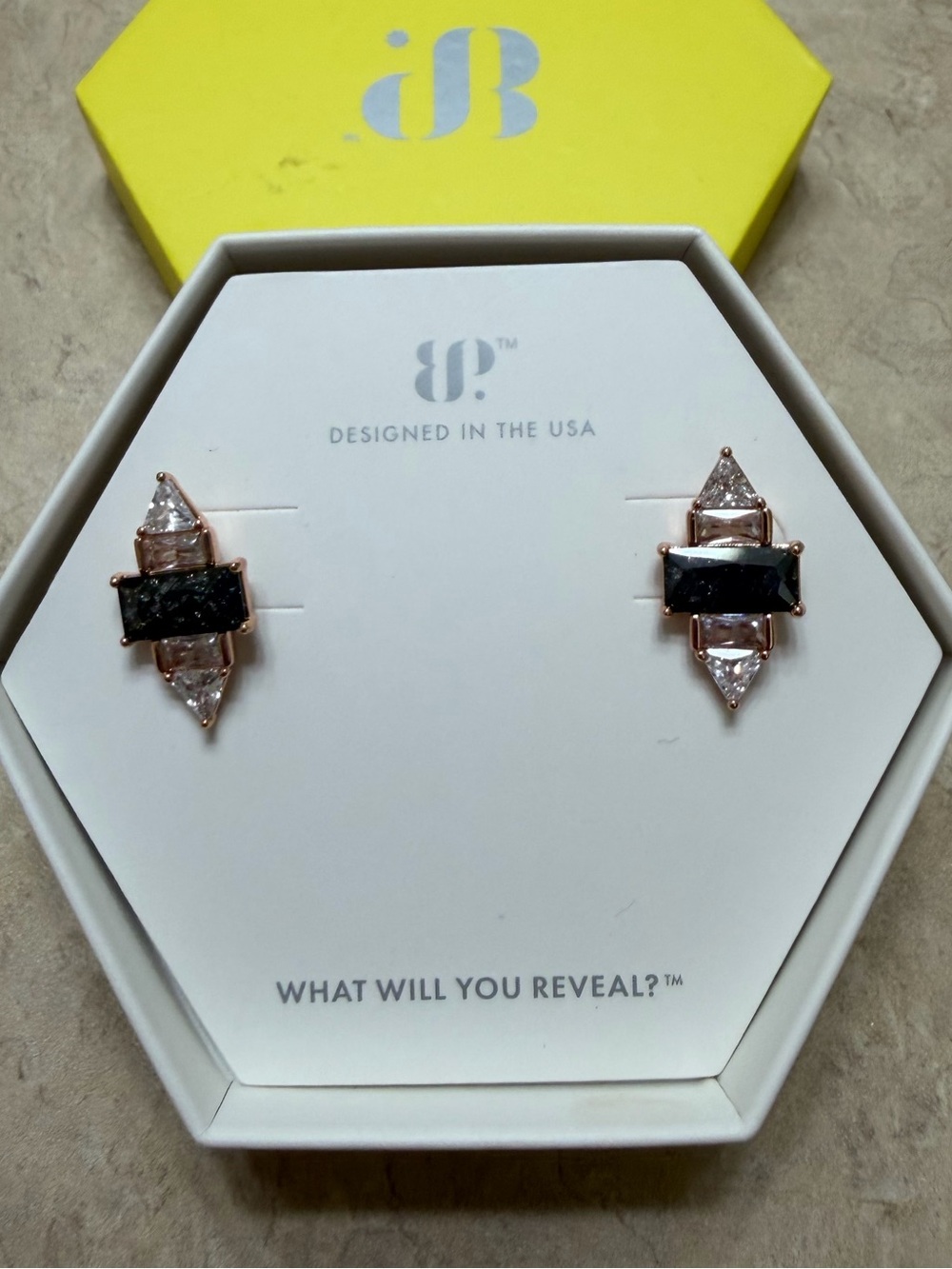 Bomb Party RETRO Earrings-A Simplistic Moment Black Ice Crystal on RG RBP8927